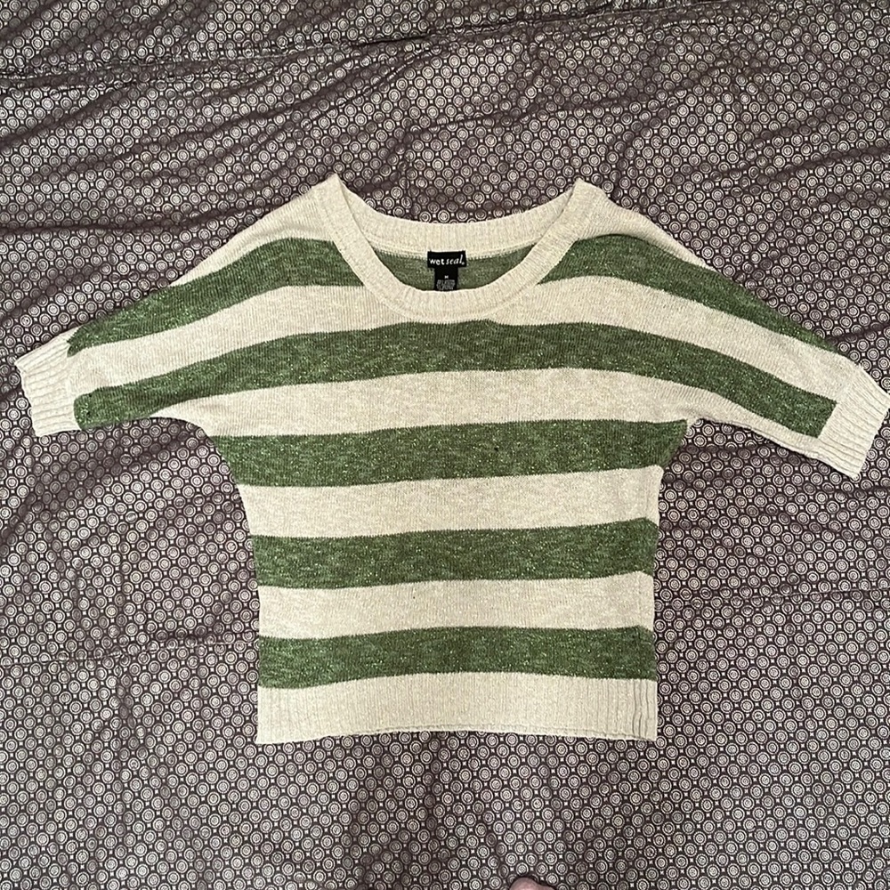Wet Seal Green and Grey shimmer sweater